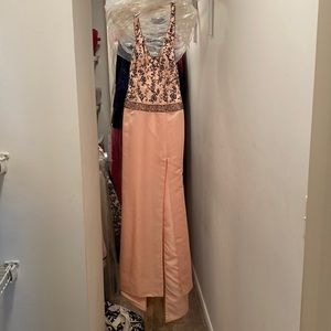 Precious Formals Halter Gown with Train